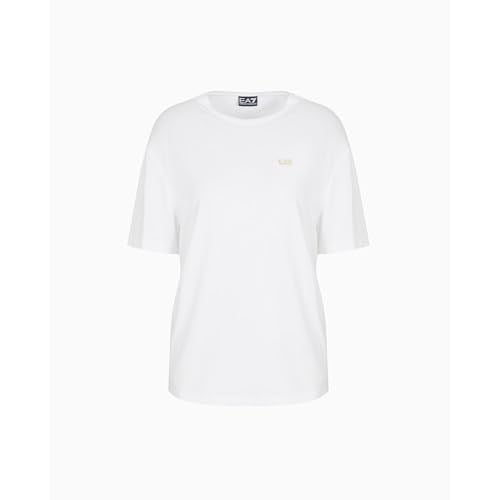 EA7 Kadın Bisiklet Yaka T-Shirt, Beyaz, M Beden