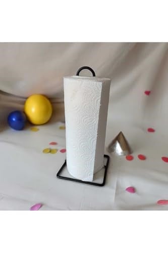 EceAksesuar Havlu Peçetelik, Siyah Rulo Peçetelik, Metal Masa Tezgah Üstü Peçete Kağıt Havlu Askısı siyah 25 x 6