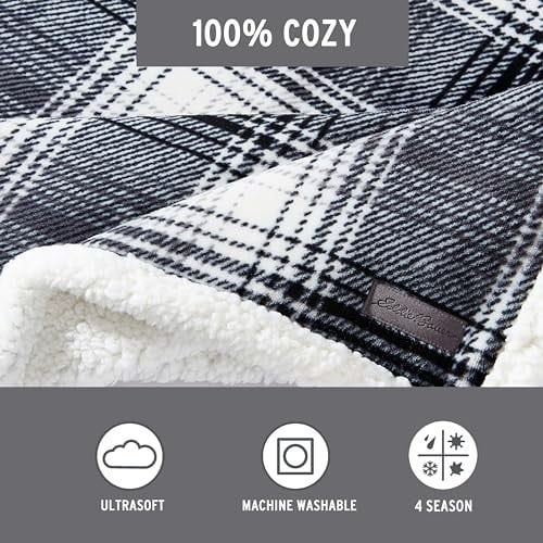 Eddie Bauer - Örtü, ters çevrilebilir Sherpa polar nevresim takımı, tüm mevsimler için ev dekorasyonu (Vail Plaid, örtü)