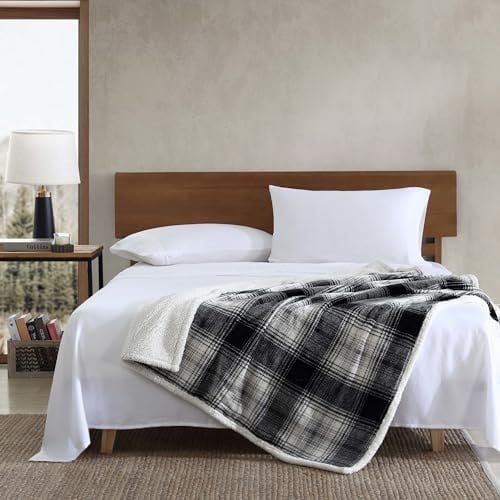 Eddie Bauer - Örtü, ters çevrilebilir Sherpa polar nevresim takımı, tüm mevsimler için ev dekorasyonu (Vail Plaid, örtü)