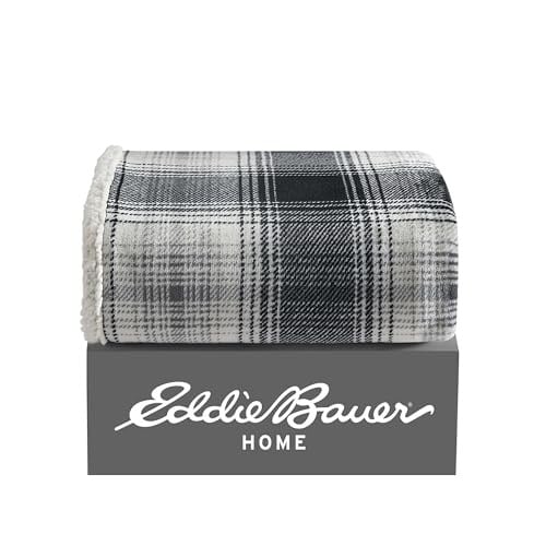 Eddie Bauer - Örtü, ters çevrilebilir Sherpa polar nevresim takımı, tüm mevsimler için ev dekorasyonu (Vail Plaid, örtü)