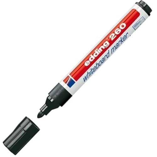 edding 260 Beyaz Yazı Tahtası Kalemi, Siyah, 1 Kalem, Yuvarlak Uç 1.5.3 mm