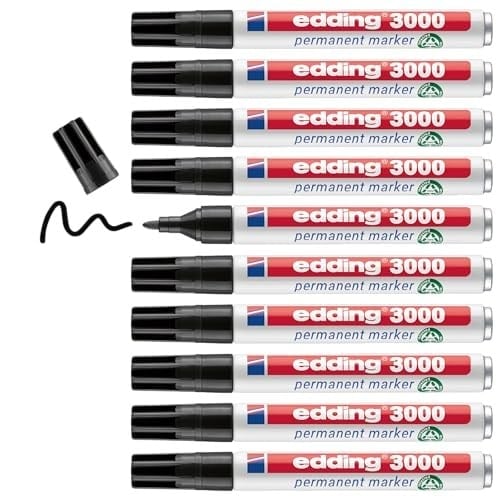 edding 3000 permanent markör siyahı - 10 kalem - 1,5-3 mm yuvarlak uç