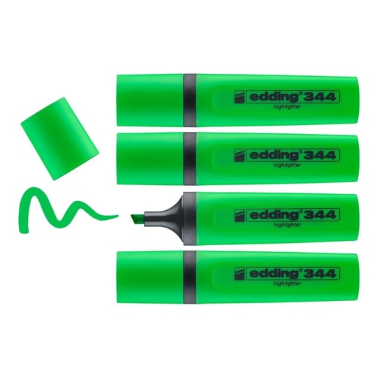 edding 344 fosforlu kalem, yeşil, 4lü set, 2-5 mm kesik uç