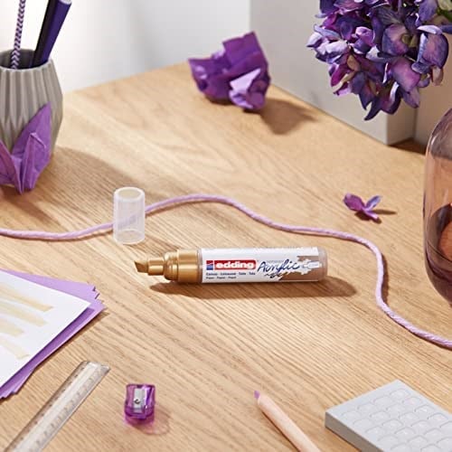 edding 5000 akrilik markör geniş - altın - 1 su geçirmez akrilik markör - kesik ucu 5-10 mm