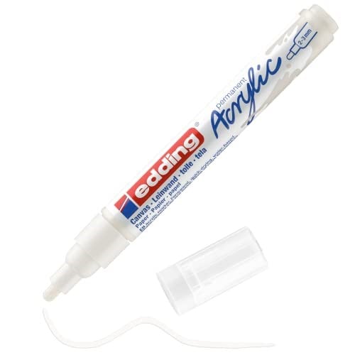 Edding 5100 akrilik markör orta - beyaz - 1 su geçirmez akrilik markör - yuvarlak uçlu 2-3 mm