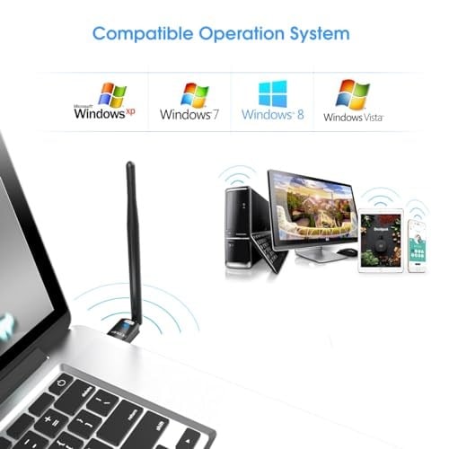 EDUP PC için USB WiFi adaptörü, masaüstü dongle High Gain 6dBi anten desteği, masaüstü dizüstü bilgisayar desteği, Windows 10/8/7/XP/Vista, MAC 10.6-10.11 ile uyumlu