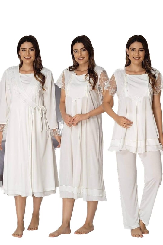 Effort Kadın Ekru Hamile Lohusa Sabahlıklı Gecelik Ve Pijama Takım, S, EF2050EFT-19804IGP266040