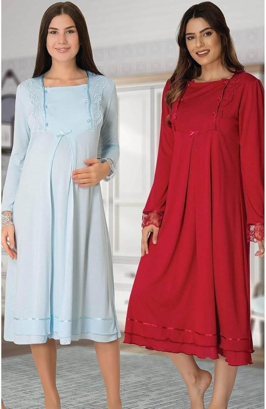 Effort Kadın Mavi Hamile Lohusa Gecelik