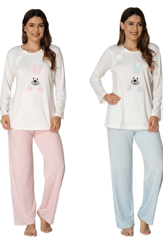 Effort Kadın Pembe Emzirme Özellikli Hamile Lohusa Pijama Takımı Effort