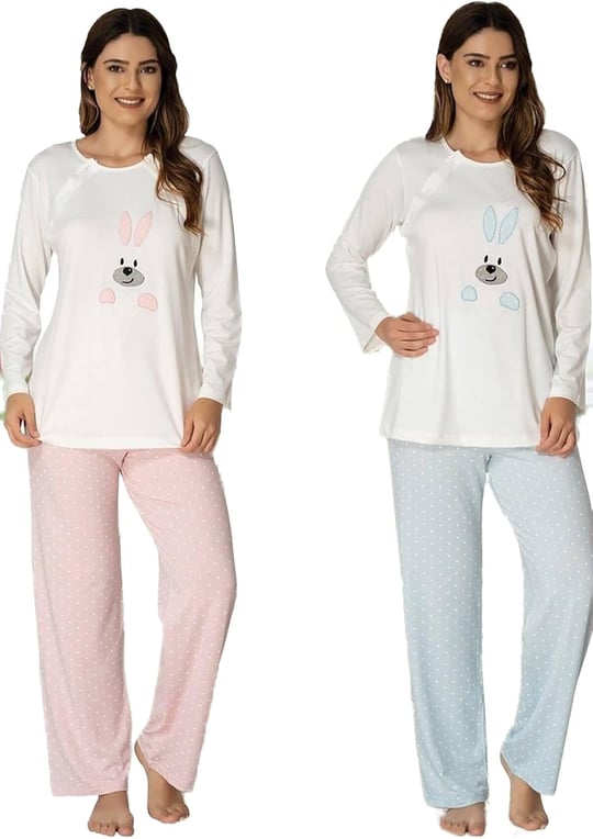 Effort Kadın Pembe Emzirme Özellikli Hamile Lohusa Pijama Takımı Effort