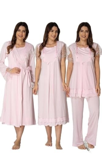 Effort Kadın Pembe Hamile Lohusa Sabahlıklı Gecelik Ve Pijama Takım, L, EF2050EFR-19804IGP266333