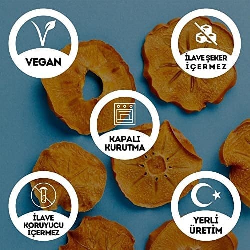 EGEYE DÖNÜŞ Dilim Trabzon Hurması - Cennet Hurması Kurusu - 1 Kg. (İlave Şekersiz-Toptan Cennet Hurması Kurusu)