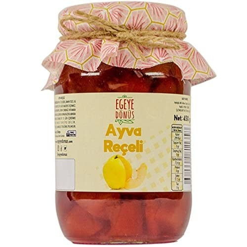EGEYE DÖNÜŞ Geleneksel Ayva Reçeli Cam Kavanoz - 450 Gr. (%65-%70 Meyve Oranı)