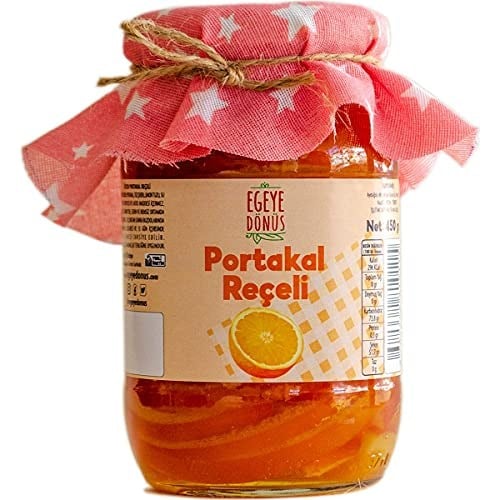 EGEYE DÖNÜŞ Geleneksel Dilim Portakal Reçeli Cam Kavanoz - 450 Gr. (%65-%70 Meyve Oranı)
