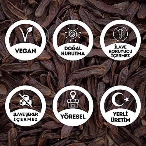 EGEYE DÖNÜŞ Keçiboynuzu Meyvesi Harnup Kurusu - 250 Gr. (Yeni Mahsül - 1. Sınıf - Tane Keçi Boynuzu Bal)