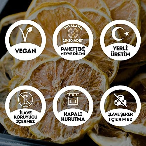 EGEYE DÖNÜŞ Şekersiz Limon Meyvesi Kurusu Cipsi - 40 Gr. (Yüksek Aroma - Kokteyl Meyvesi - Katkı Koruyucu İçermez)