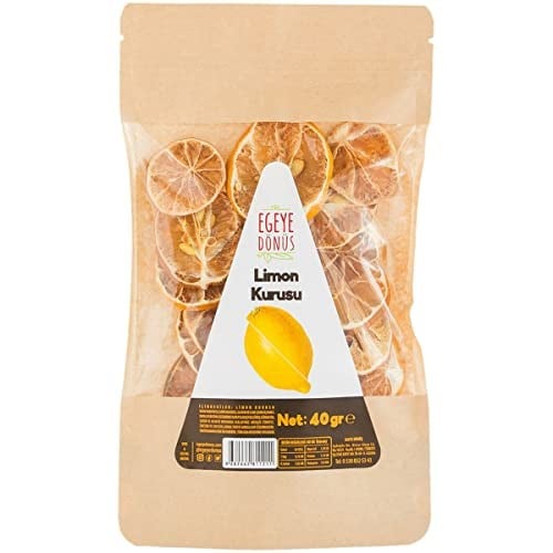 EGEYE DÖNÜŞ Şekersiz Limon Meyvesi Kurusu Cipsi - 40 Gr. (Yüksek Aroma - Kokteyl Meyvesi - Katkı Koruyucu İçermez)