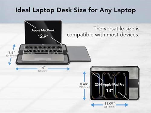 EHO Dizüstü Bilgisayar Tur Pedi - Dizüstü Bilgisayar Standı Pedi w Geri Çekilebilir Mouse Pad Tepsisi, Kaymaz Isı Kalkanı Tablet Dizüstü Bilgisayar Sehpası w/Yatak, Kanepe Kanepe veya Seyahat için