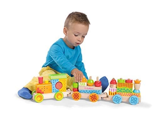 Eichhorn 195029 100002236 ışık ve ses fonksiyonlu renkli tren, 28 eğitici blok, 31 parça, uzunluk 59 cm, piller dahil, huş ağacı