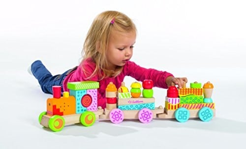 Eichhorn 195029 100002236 ışık ve ses fonksiyonlu renkli tren, 28 eğitici blok, 31 parça, uzunluk 59 cm, piller dahil, huş ağacı