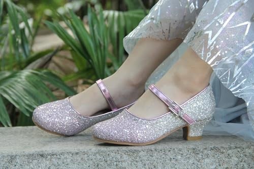 EIGHT KM Kız Yüksek Topuk Elbise Ayakkabı Mary Jane Prenses Düğün Parti Pompa Çocuklar için Sparkly Komünyon Ayakkabı Yürümeye Başlayan