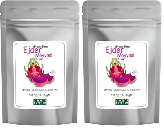 Ejder Kuru Meyve Cipsi Dondurularak Kurutulmuş Freeze Dried Meyve Kıtırı (20 g) 2li paket