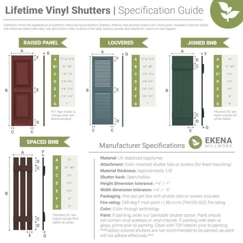 Ekena Millwork LVSL0012RD 7,62 cm Ömür Boyu Vinil Panjur, Bordo Kırmızı (12/Çanta), Sayım