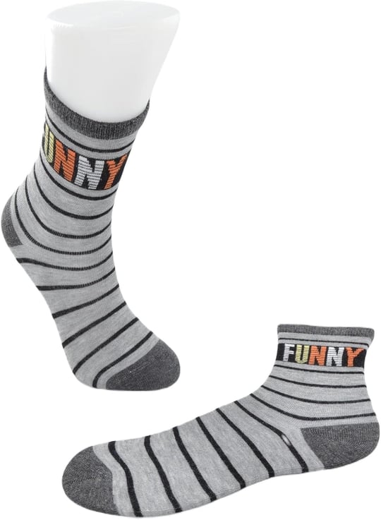 Ekinoks Çizgili-Funny Yazılı Erkek Çocuk Soket Çorap