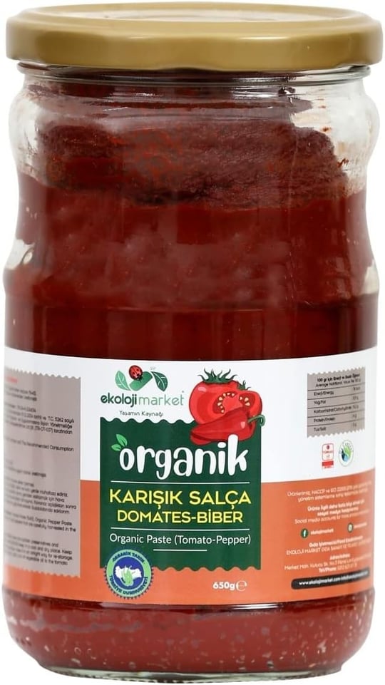 Ekoloji Market Organik Domates-Biber Karışık Salça 650 gr