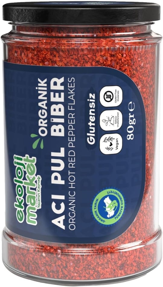 Ekoloji Market Organik Glutensiz Kavanoz Pul Biber Acı 80 gr