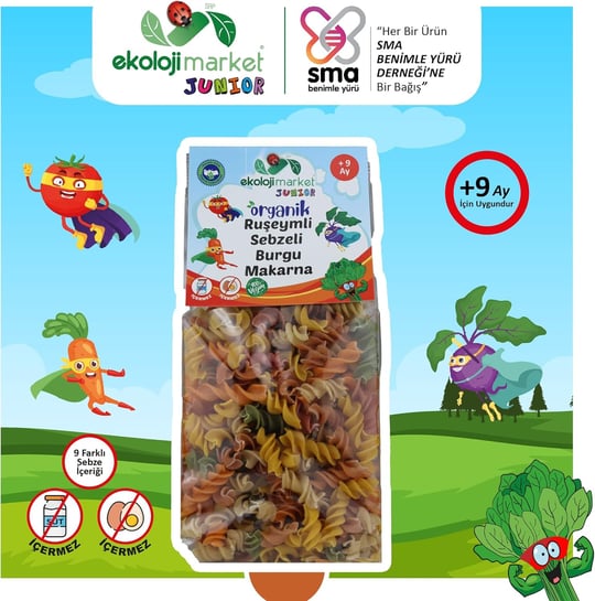 Ekoloji Market Organik Ruşeymli Sebzeli Burgu Makarna (2 paketi)