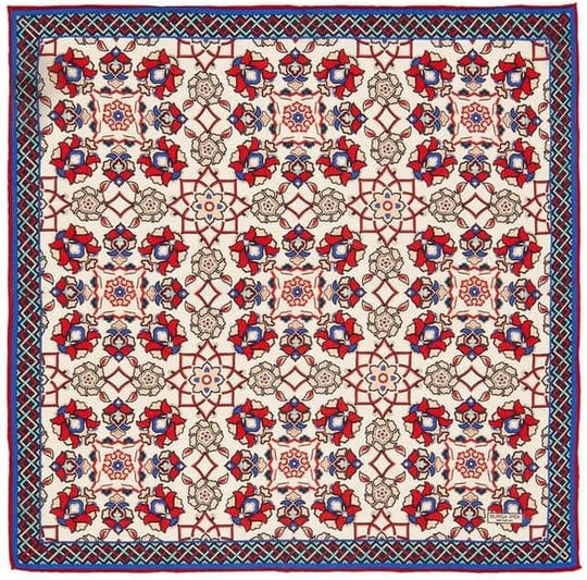 Ekru Kırmızı Motif Desen Mendil