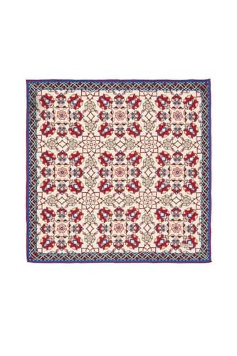 Ekru Kırmızı Motif Desen Mendil