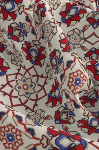 Ekru Kırmızı Motif Desen Mendil