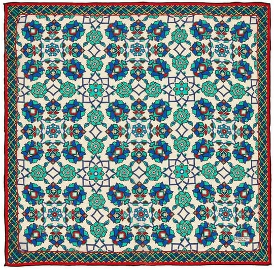 Ekru Yeşil Motif Desen Mendil
