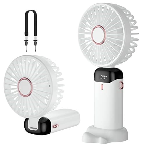 El Fanı, Taşınabilir Mini Fan, Şarj Edilebilir, 5 Hız Ayarlı Küçük Cep Fanı, Dahili 4200mAh Pil, Ofis için Katlanabilir USB Fan, Dış Mekan