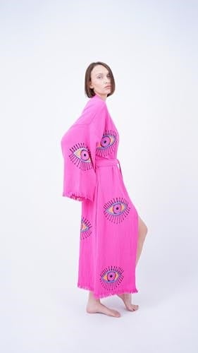 El yapımı nazar Boho festivali Kimono Boho Beachwear Beachwear örtbas etnik Kimono hırka bornoz sabah elbise