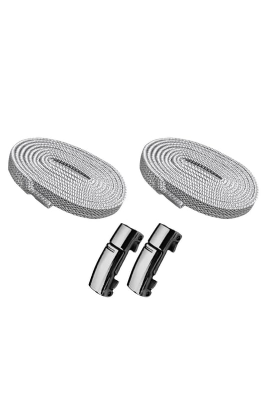 Elastik Akıllı Kilitli Bağcık Mıknatıslı Metal Tak Bırak Spor Ayakkabı Bağcığı 100 CM