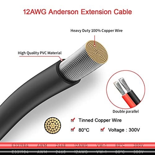 ELFCULB Anderson Uzatma Kablosu,12AWG Güneş Uzatma Kablosu Anderson Konnektör,Taşınabilir Güç İstasyonu Güneş Jeneratörü Güneş Paneli ile Uyumlu (2FT)