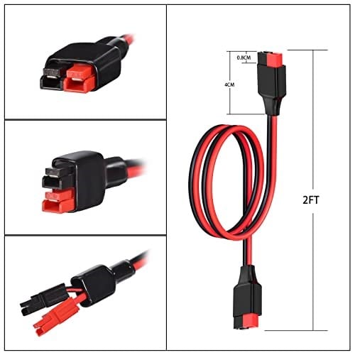 ELFCULB Anderson Uzatma Kablosu,12AWG Güneş Uzatma Kablosu Anderson Konnektör,Taşınabilir Güç İstasyonu Güneş Jeneratörü Güneş Paneli ile Uyumlu (2FT)