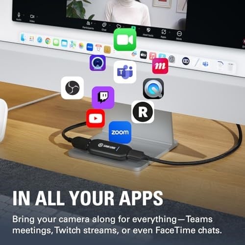 Elgato Cam Link 4K, Harici Kamera Yakalama Kartı, DSLR ile Akış ve Kayıt, Video Kamera, Video Konferans, Ev Ofis, Oyun, OBS, Yakınlaştırma, Ekipler, PC/Mac için 1080p60 Webcam olarak ActionCam