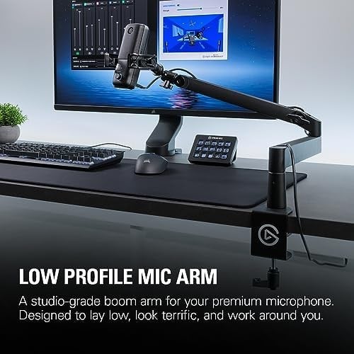 Elgato Wave Düşük Profil Mikrofon Taşıyıcı Kol, 360 Derece Yatay & 90 Derece Diker Ayarlama, Kablo Gizleme Kanalları (10AAN9901)