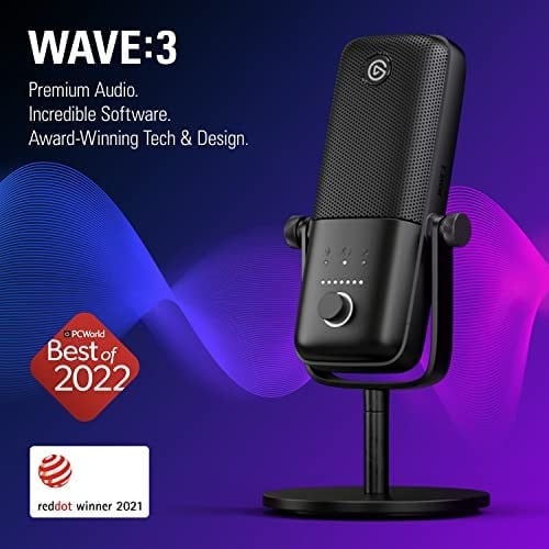 Elgato Wave:3 Profesyonel Yayıncı & Oyuncu Mikrofonu, Stüdyo Kalitesinde Ses, Çok Fonksiyonlu Kontrol Düğmesi, Kapasitif Sessiz Alma Butonu, Ücretsiz Wave Link Uygulaması (10MAB9901)
