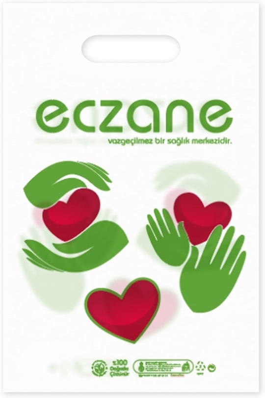 Elgeçme Eczane Poşeti (No:0) 20x30 cm (Tasarım 2) - 100 Adet