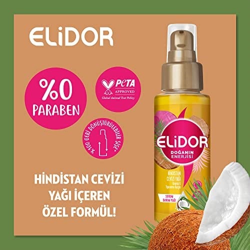 Elidor Güçlü Saç Uçları için Hindistan Cevizi Saç Yağı 1 Paket (1 x 80 ml)