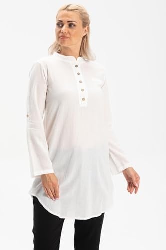 Eliş Şile Bezi Akasya Şile Bezi Yazlık Tunik, 2XL, 952.04, Beyaz, Kadın