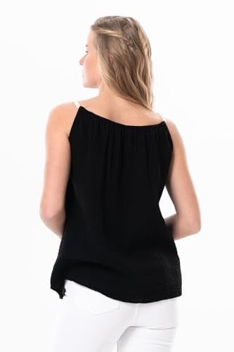 Eliş Şile Bezi Askılı Alaçatı Yazlık Müslin Bluz, 2XL, 514.05, Siyah, Kadın
