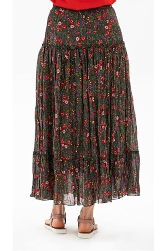 Eliş Şile Bezi Buse Vual Uzun Yazlık Etek Tomurcuk Desen, 3XL, ETK.K.0010, Yeşil, Kadın