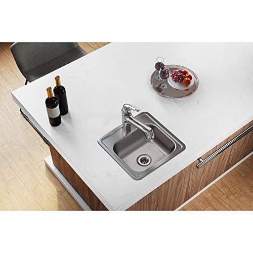Elkay D115151 Dayton paslanmaz çelik evye, lavabo için, üst tarafa sabitlemek için, saten, tek delikli